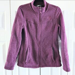 North Face Purple Women's Full Zip Fleece High Neck Outdoor Athletic Jacket, Med